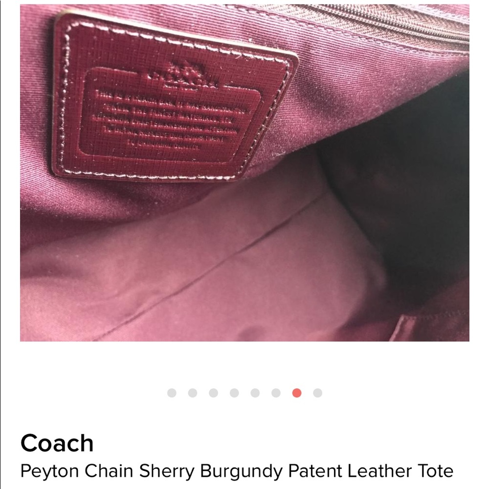 Coach Peyton Sherry Red Patent Leather Chain Tote - Picture 5 of 5
